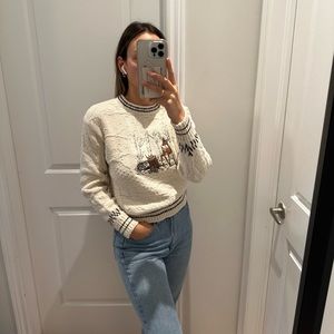 80’s embroidered cream knit sweater